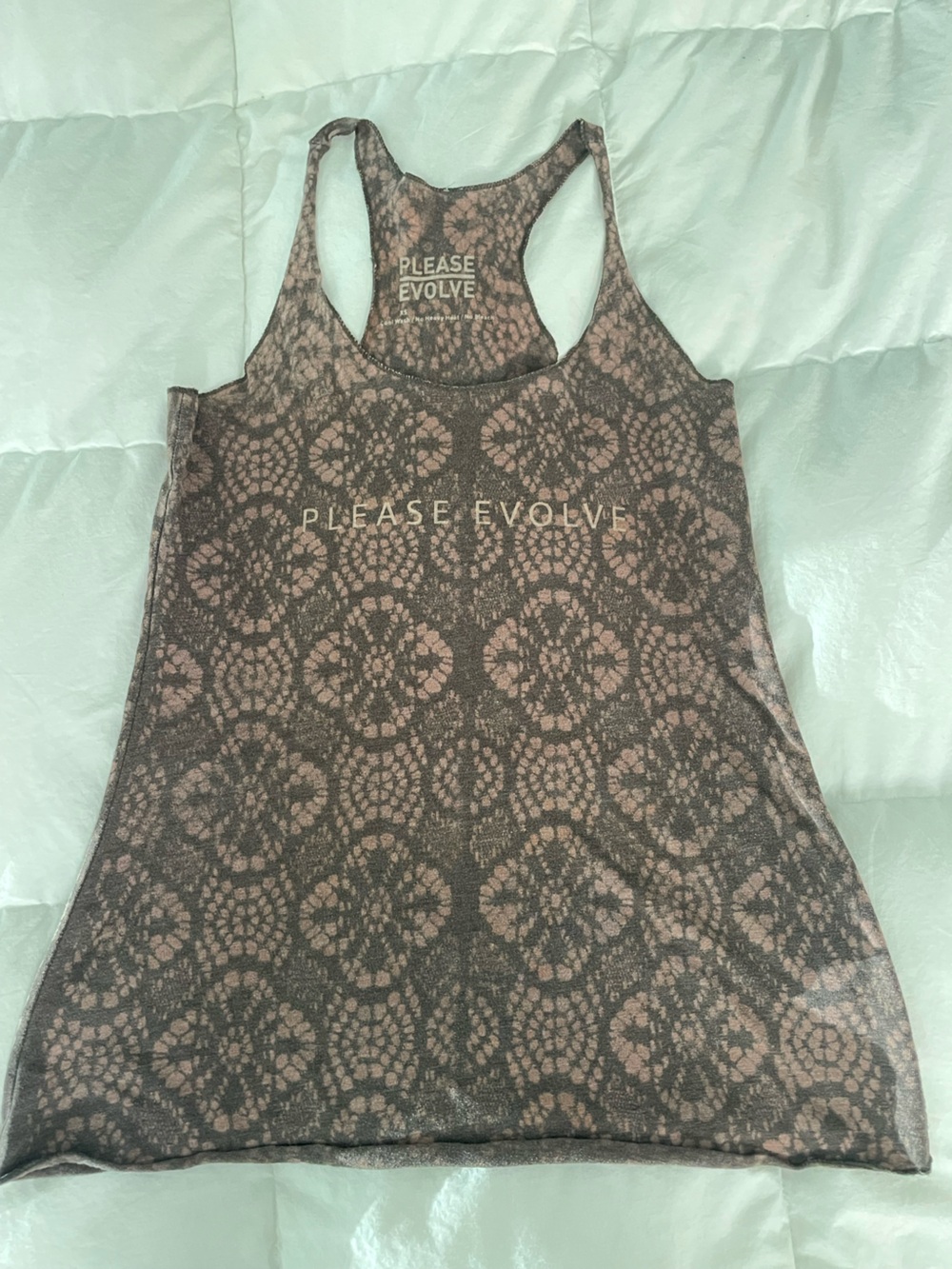 Women's Racerback Tank - Brown Floral Print PLEASE EVOLVE size XS